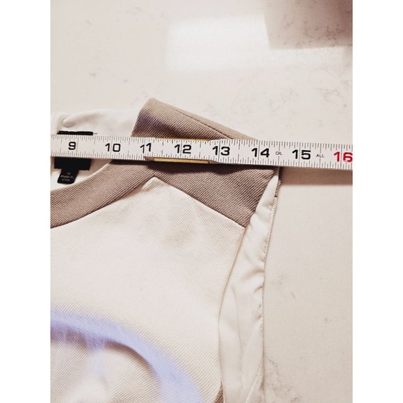 Saks Fifth Avenue sheath dress‎ size 4 cotton denim color block cream tan - Picture 13 of 14